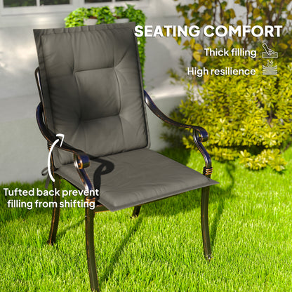 Set of 4 Garden Chair Cushions, Outdoor Seat Pads, Light Grey