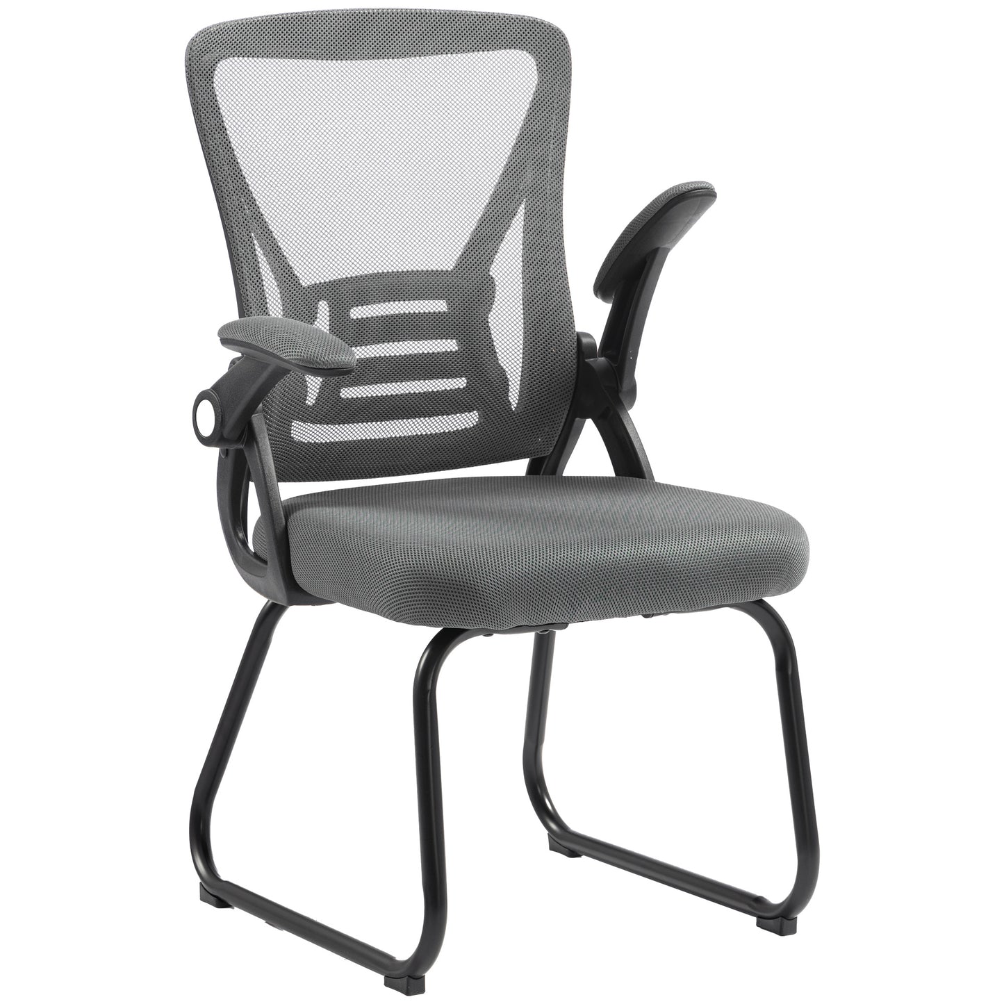 Office Chair with Mesh Backrest and Steel Legs, Dark Grey