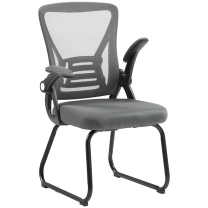 Office Chair with Mesh Backrest and Steel Legs, Dark Grey