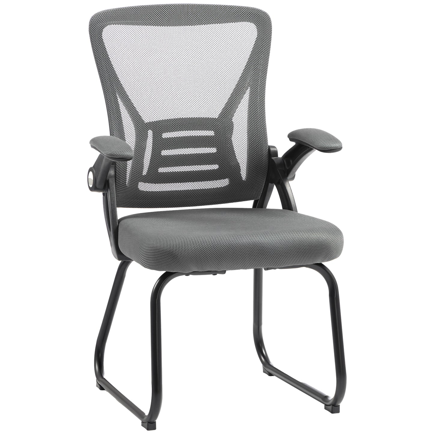 Office Chair with Mesh Backrest and Steel Legs, Dark Grey