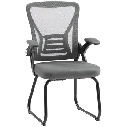 Office Chair with Mesh Backrest and Steel Legs, Dark Grey