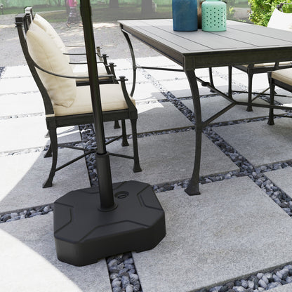 Square Garden Parasol Base, Sand/Water Filled Parasol Stand, Black