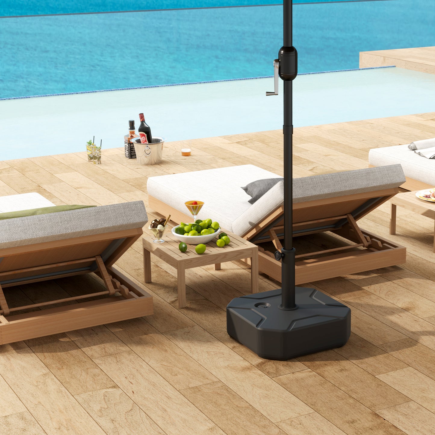 Square Garden Parasol Base, Sand/Water Filled Parasol Stand, Black