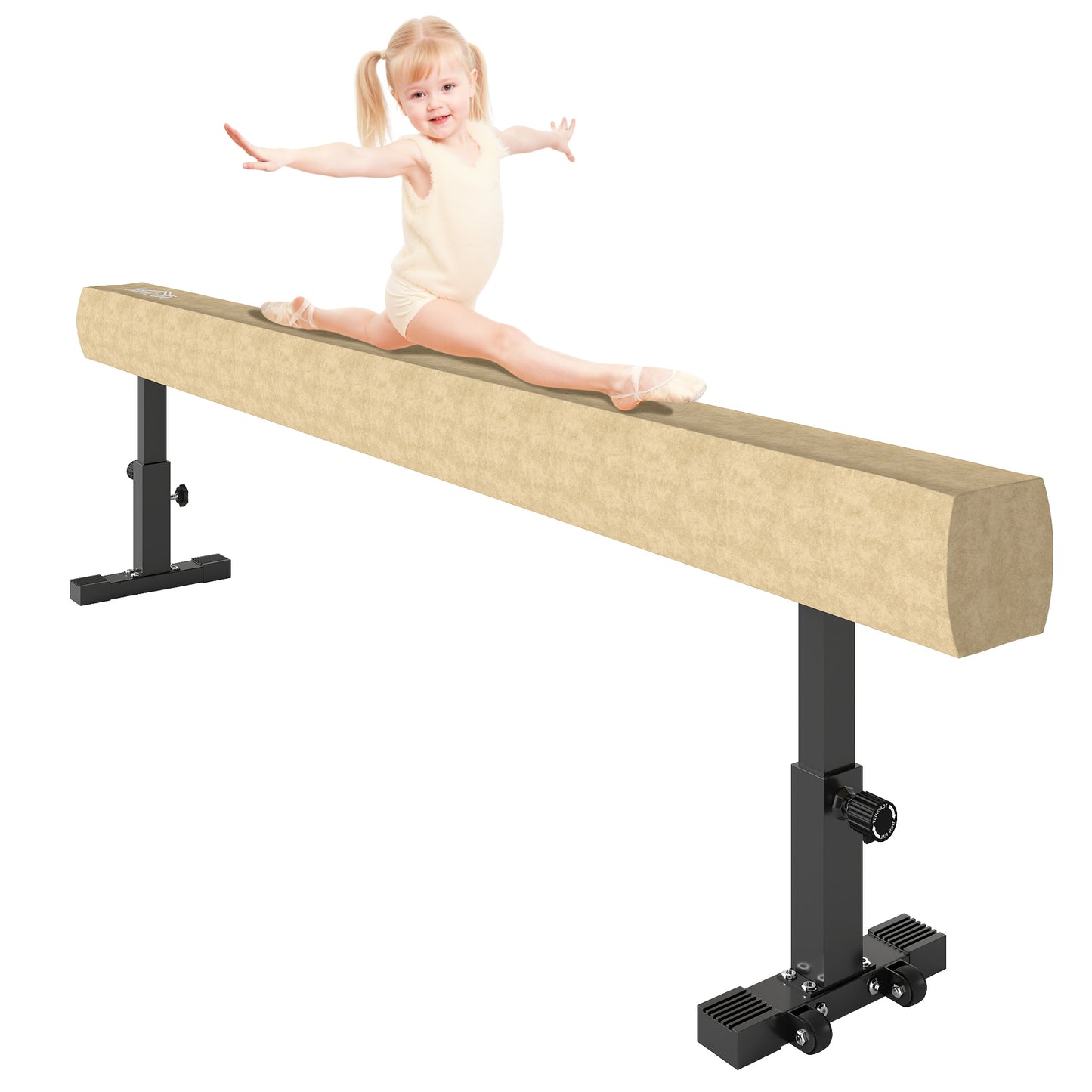 Adjustable Balance Beam Gymnastics Beam with Wheels for 6+ Years