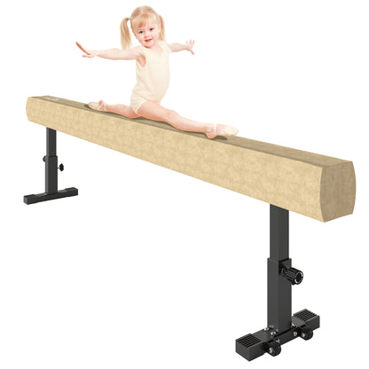 Adjustable Balance Beam Gymnastics Beam with Wheels for 6+ Years