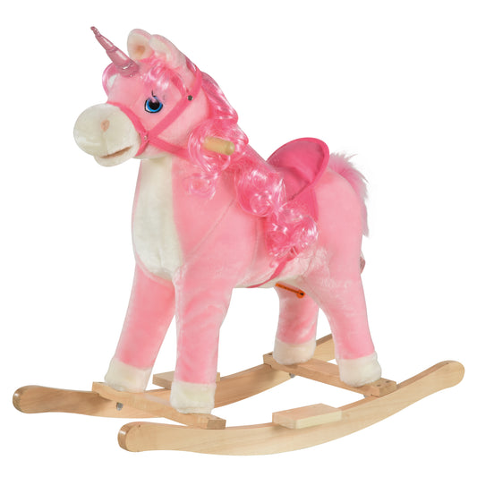 Kids Rocking Unicorn Ride-On Horse Moving Mouth Tail Sounds 36-72 Mnths