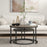 Industrial Nesting Coffee Table Set of 2, Round Coffee Tables, Living Room Table with Faux Marbled Top and Steel Frame