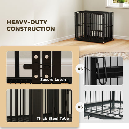 Heavy Duty Dog Crate, Dog Cage with Wheels for Small Medium Breeds