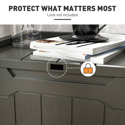 107 L Plastic Storage Chest with Lock Hole and Handles Charcoal Grey