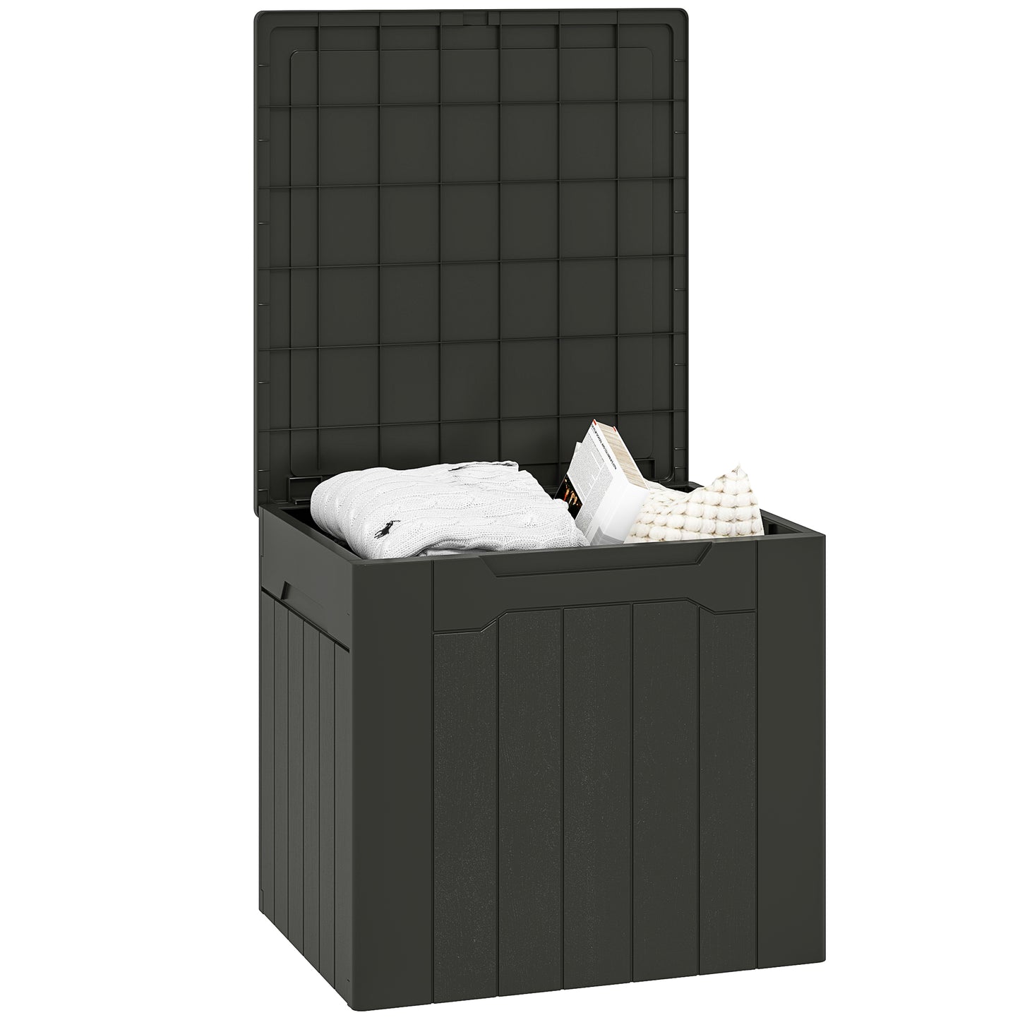 107 L Plastic Storage Chest with Lock Hole and Handles Charcoal Grey