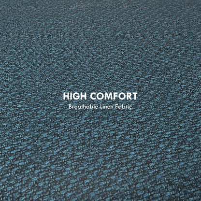 Round Ottoman Stool with Storage, Linen Fabric Upholstered Foot Stool with Padded Seat, Hidden Space and Wood Legs