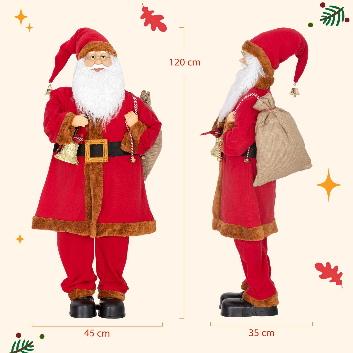 Musical Animated Santa Claus with Music, Dancing, Bell and Sack