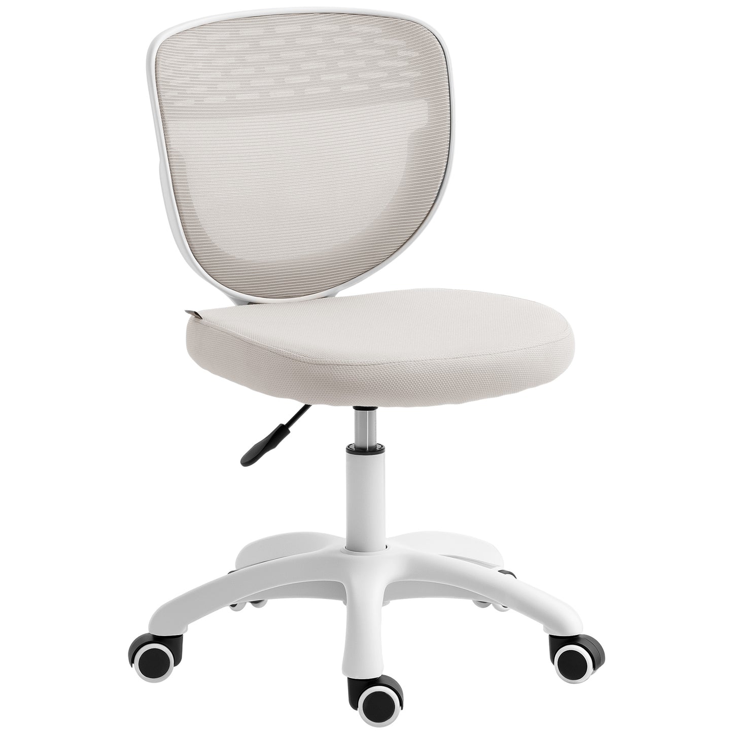 Ergonomic Office Chair, Armless Computer Desk Chair with Breathable Mesh Back, Padded Seat and Swivel Wheels, Adjustable Height for Home Office Study Bedroom, Grey