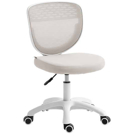 Ergonomic Office Chair, Armless Computer Desk Chair with Breathable Mesh Back, Padded Seat and Swivel Wheels, Adjustable Height for Home Office Study Bedroom, Grey