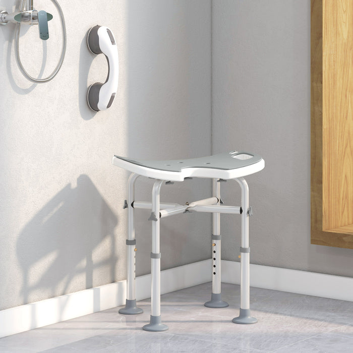 Aluminium Shower Stool for Elderly Disabled Non-Slip Bath Stool Grey