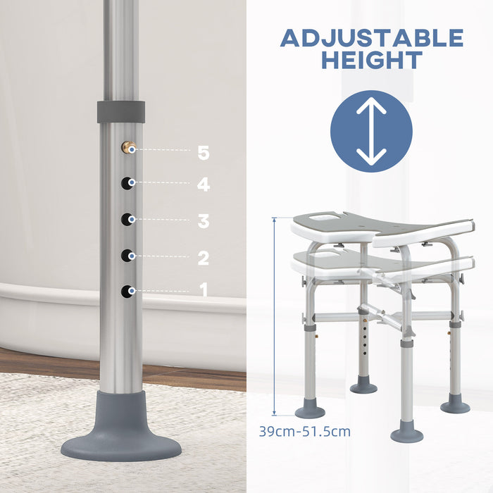 Aluminium Shower Stool for Elderly Disabled Non-Slip Bath Stool Grey