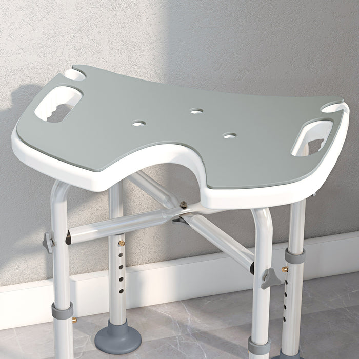 Aluminium Shower Stool for Elderly Disabled Non-Slip Bath Stool Grey