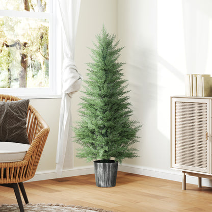 Set of 2 Artificial Cypress Trees with PE Leaves for Indoor Outdoor