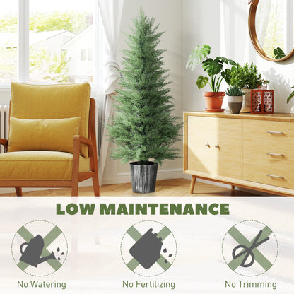 Set of 2 Artificial Cypress Trees with PE Leaves for Indoor Outdoor