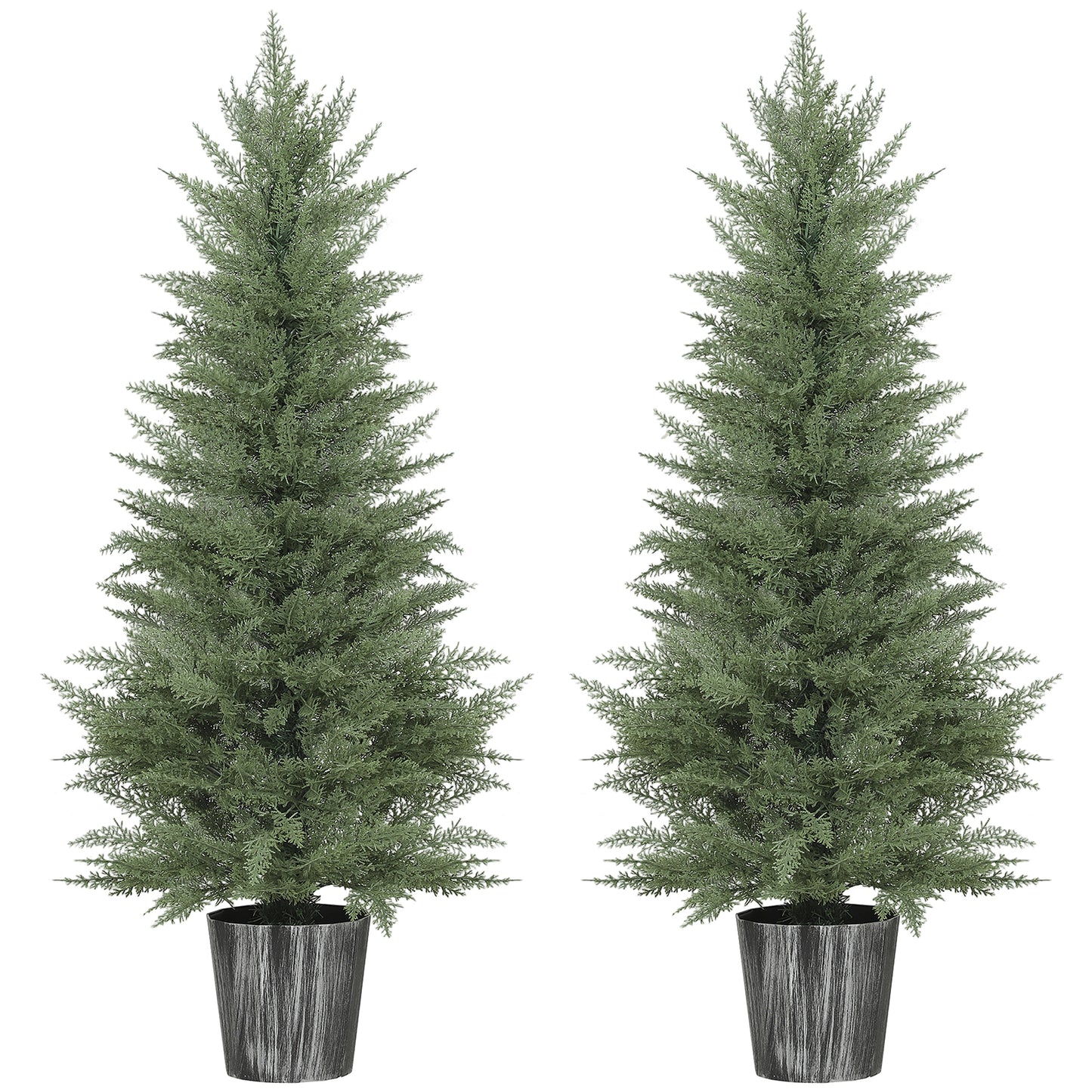 Set of 2 Artificial Cypress Trees with PE Leaves for Indoor Outdoor