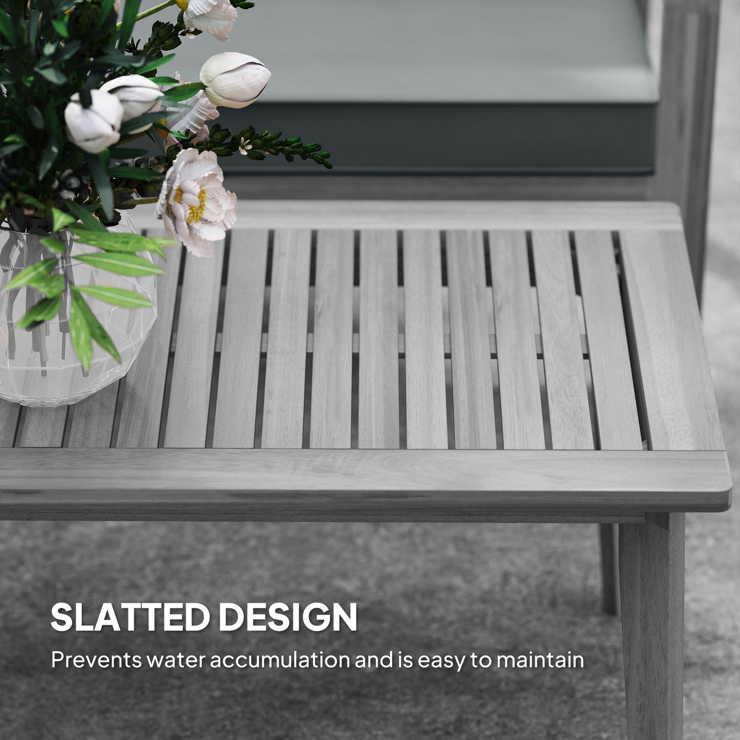 4 Pieces Wooden Garden Furniture Set with Cushions, Light Grey