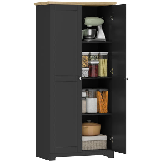 172cm Wooden Storage Cabinet Cupboard With 4 Shelves Black