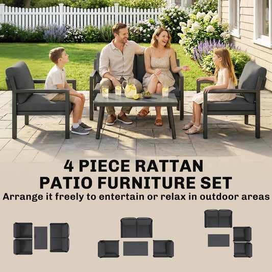 Rattan Garden Furniture Set, Outdoor Furniture Conversation Set