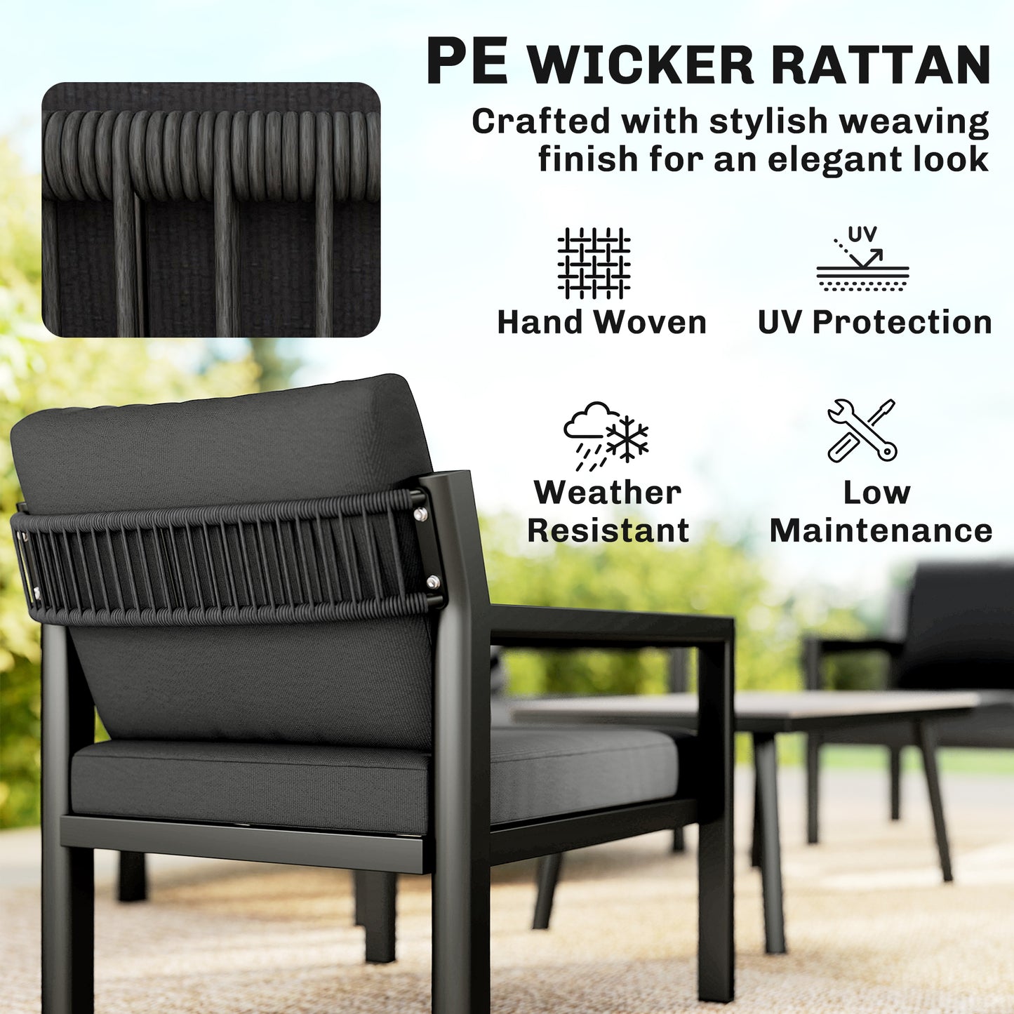 Rattan Garden Furniture Set, Outdoor Furniture Conversation Set