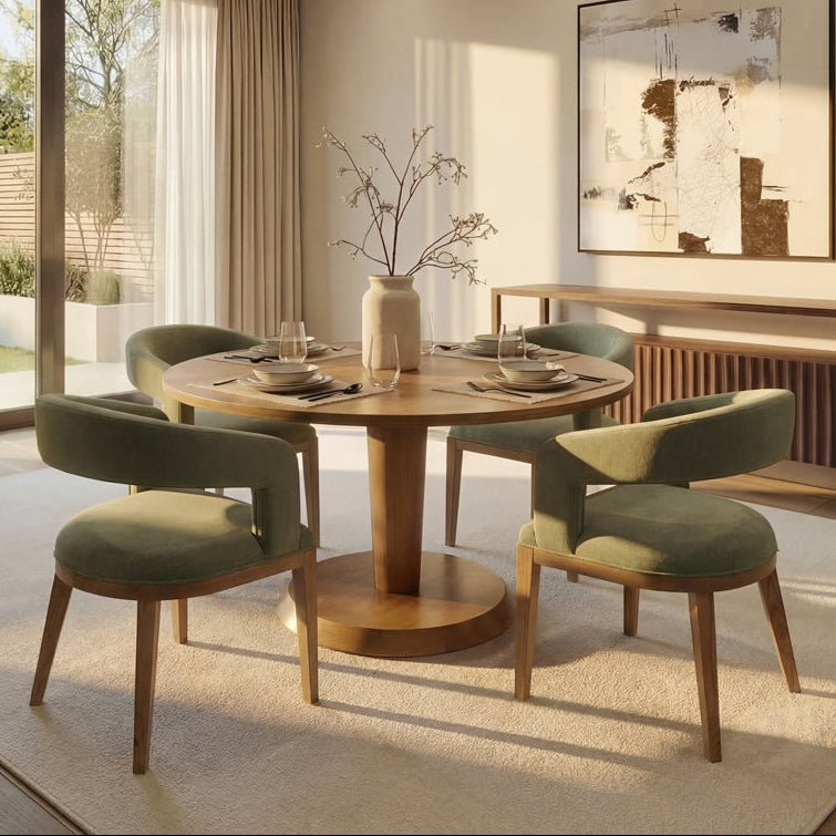 Sia 4-6 Seat Chestnut Dining Table and 4 Madison Sage Green Chairs