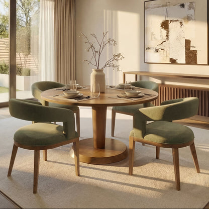 Sia 4-6 Seat Chestnut Dining Table and 4 Madison Sage Green Chairs