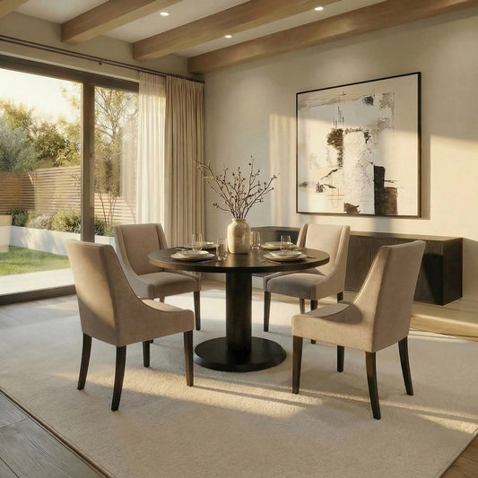 Sia 4-6 Seat Dining Table and 4 Chatsworth Dining Chairs - Taupe