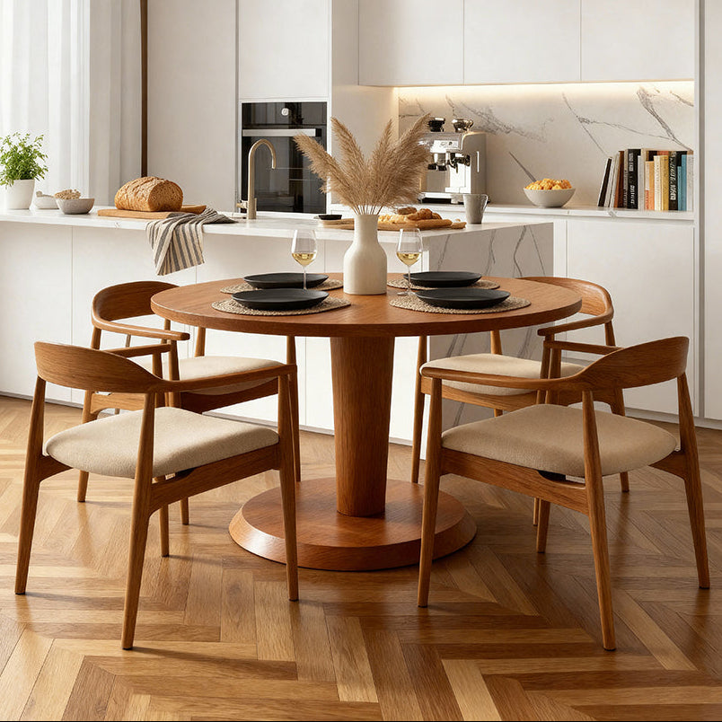 Sia 4-6 Seat Chestnut Dining Table and 4 Morton Chairs