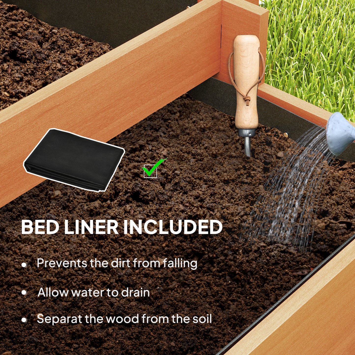 3 Tier Wooden Garden Planters with Trellis for Vine Climbing Plants