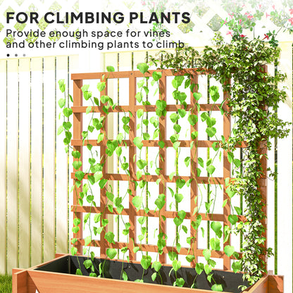 3 Tier Wooden Garden Planters with Trellis for Vine Climbing Plants
