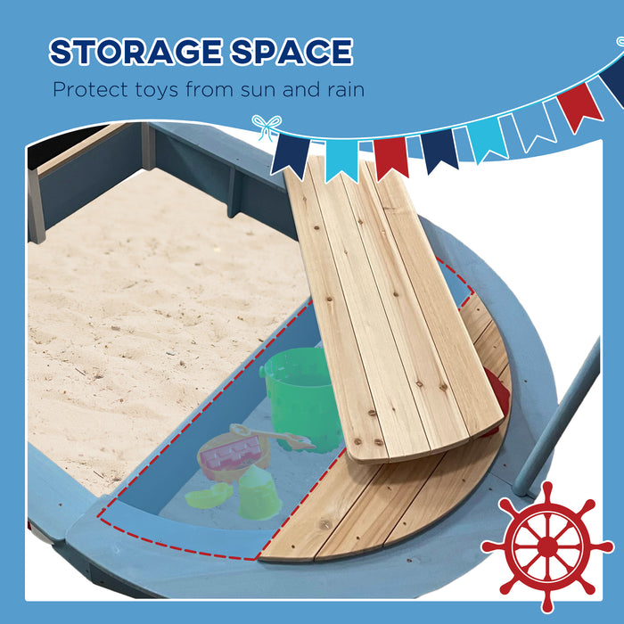 Wooden Kids Sandbox Pirate Ship Design Blue