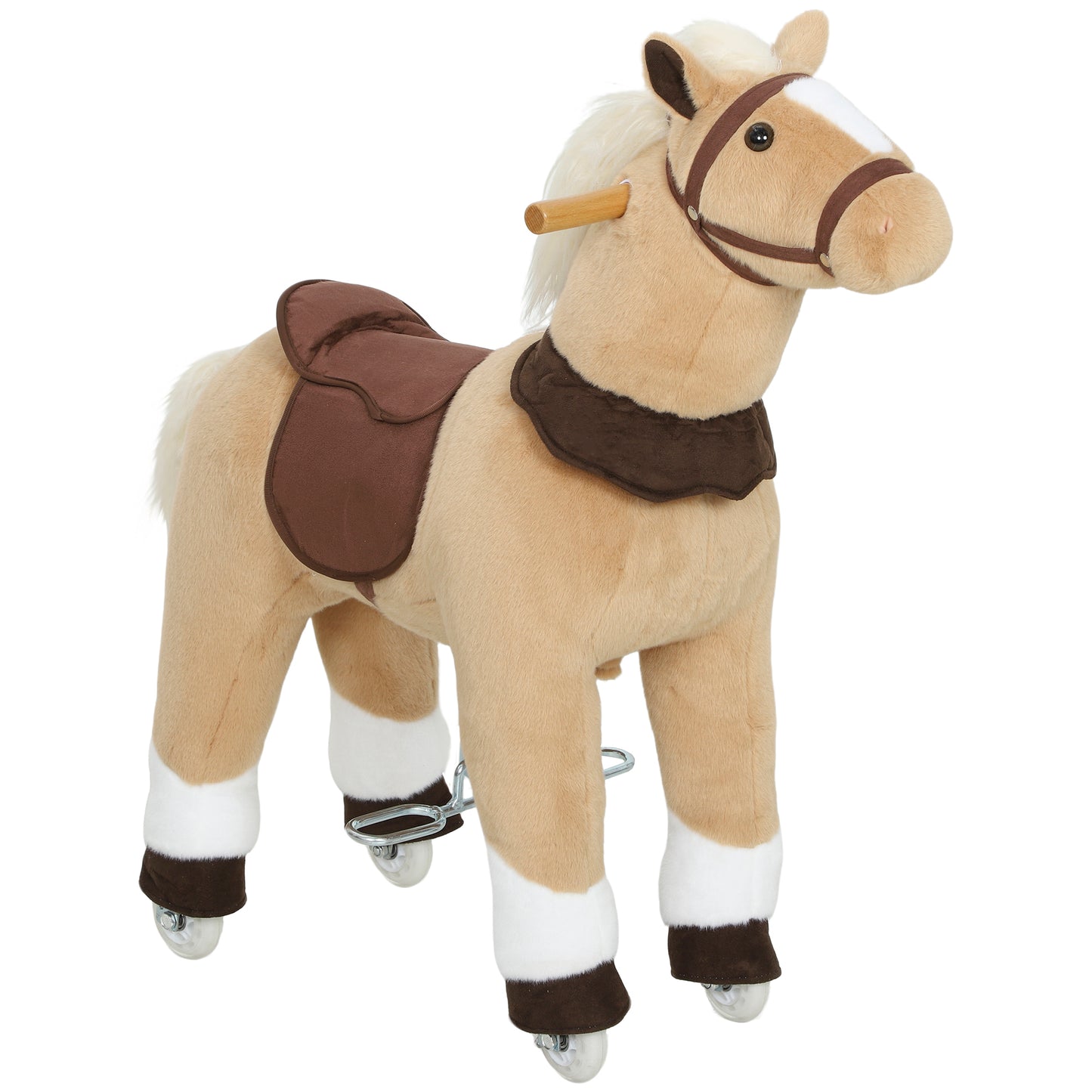 Plush Rocking Horse with Rolling Wheels for 3-5 Years, Brown