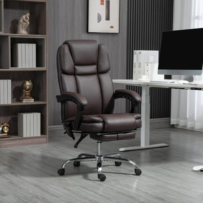 Massage Office Chair, PU Leather High Back Recliner, Dark Brown
