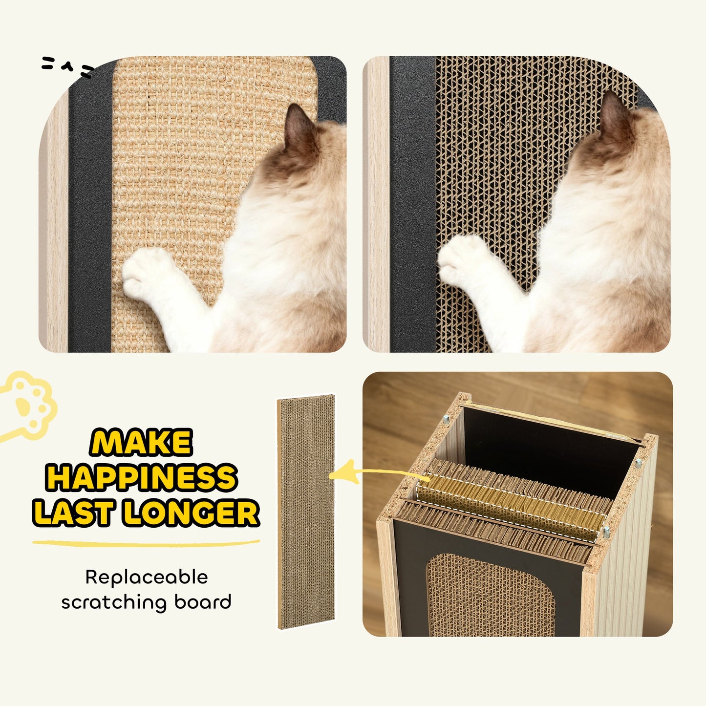 63cm Cat Scratching Post, Scratcher w/ Replaceable Scratching Board