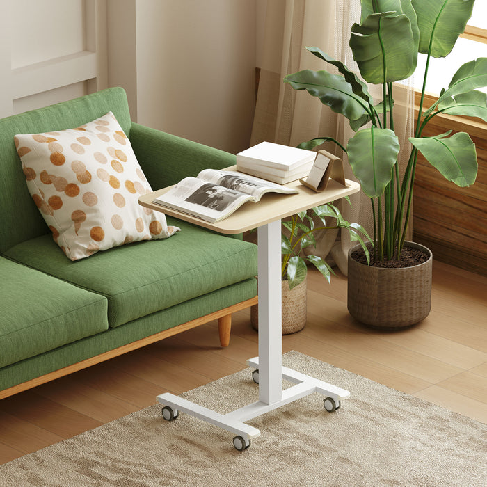 Standing Desk Sit Stand Desk with 4 Rolling Wheels, Natural