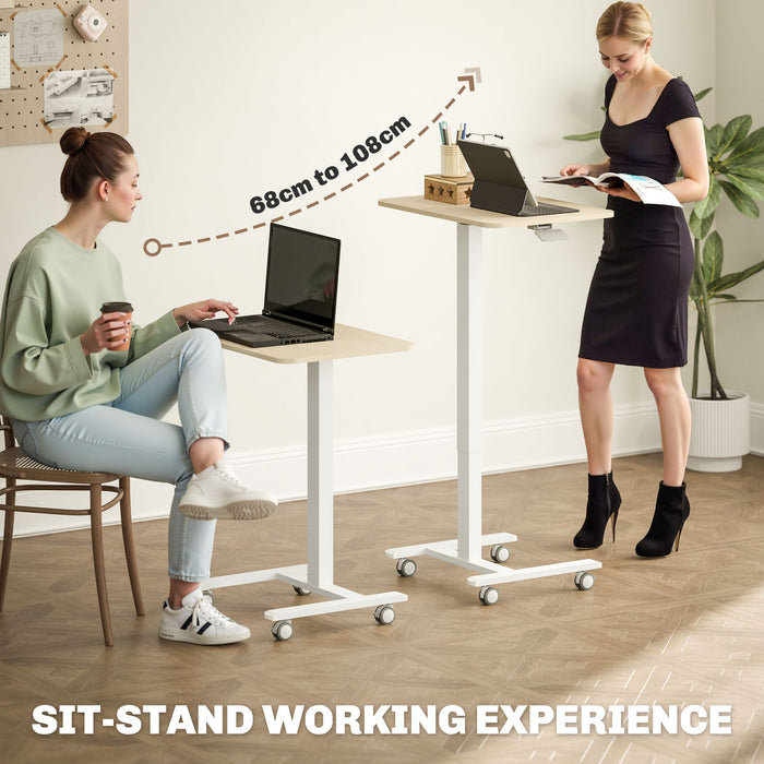 Standing Desk Sit Stand Desk with 4 Rolling Wheels, Natural