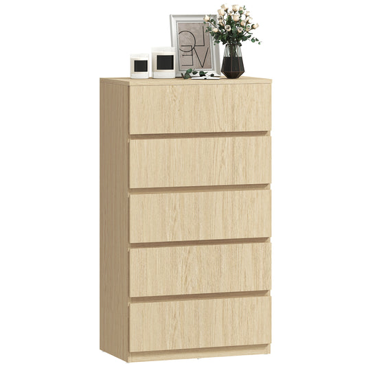 Bedroom Chest of Drawers, 5 Drawers Dresser, Drawer Unit, Natural
