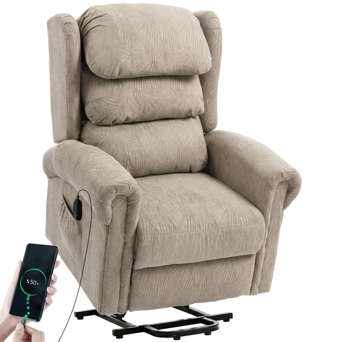 Power Lift Recliner Chair for Elderly with Remote Control, Khaki