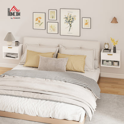 Floating Nightstands Set of 2, Wall Mounted Bedside Tables, White