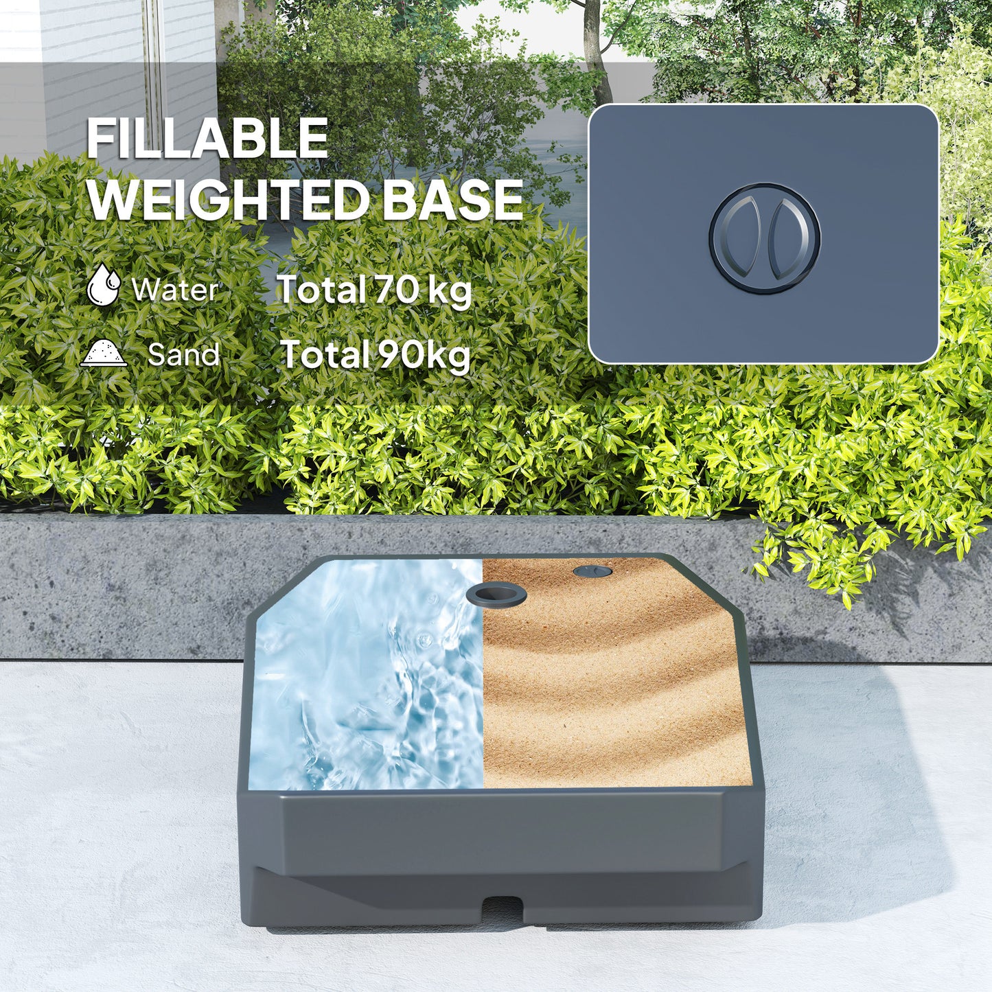 Garden Cantilever Parasol with Cover Weighted Base Wind Strap Brown