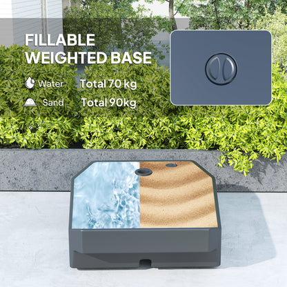 Garden Cantilever Parasol with Cover Weighted Base Wind Strap Brown