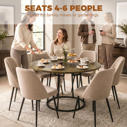 Round Dining Table for 4-6 Space Saving 120 cm Rustic Brown