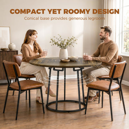 Round Dining Table for 4-6 Space Saving 120 cm Rustic Brown