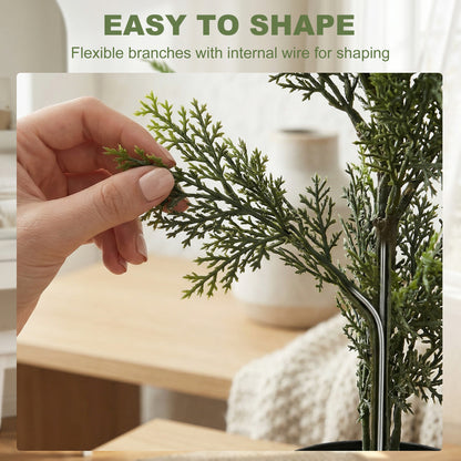 Set of 2 Decorative Artificial Plants Cypress in Weighted Pot, 150 cm Tall Fake Plant with 2035 Leaves for Home Indoor Outdoor Decor