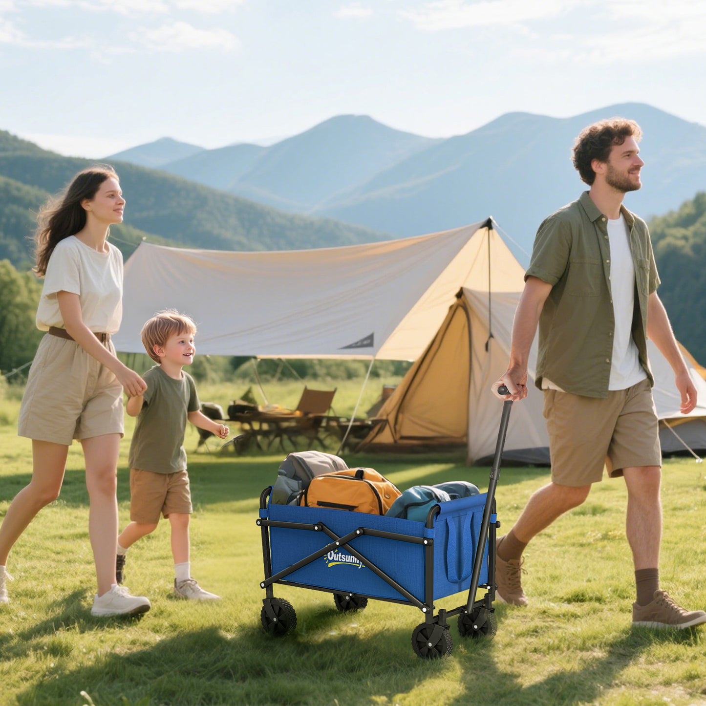 41L Festival Trolley, 60kg Heavy Duty Folding Trolley Cart, Blue