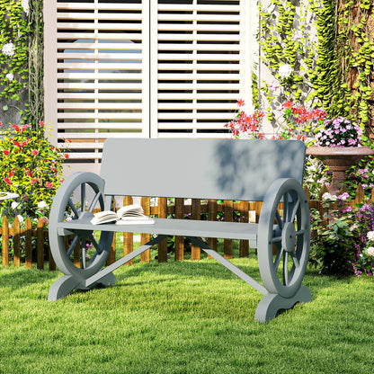 Wooden Garden Bench Outdoor Loveseat with High Back, Grey